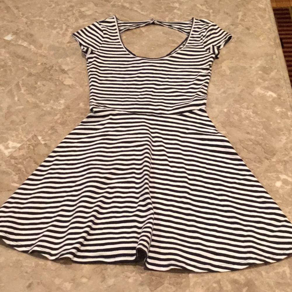 American Eagle white striped mini dress with back cutout, xxs.